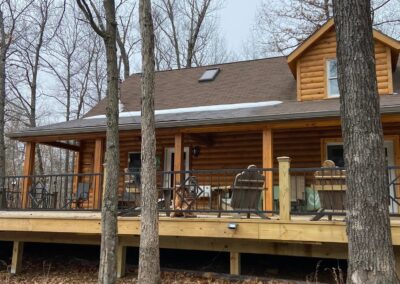 leaf guard seamless gutters on a cabin